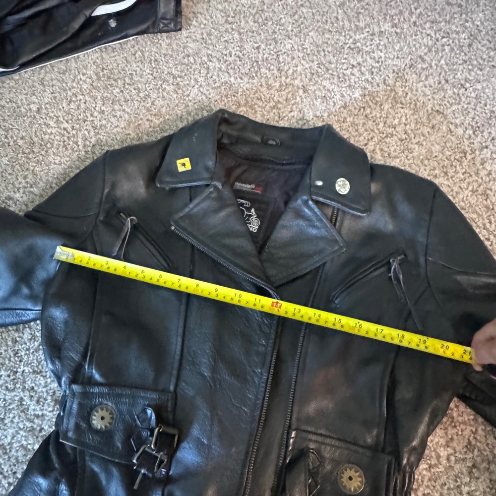 LeatherKing Women's Large Black Full Zip Leather Jacket Motorcycle Thinsulate 3M - Picture 7 of 9